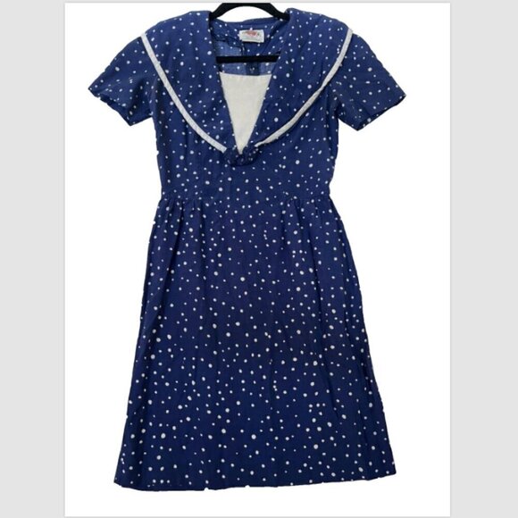 Lanz Originals Dresses & Skirts - Lanz Originals Navy White Polka Dot Short A-Line Dress Size S Sailor Retro